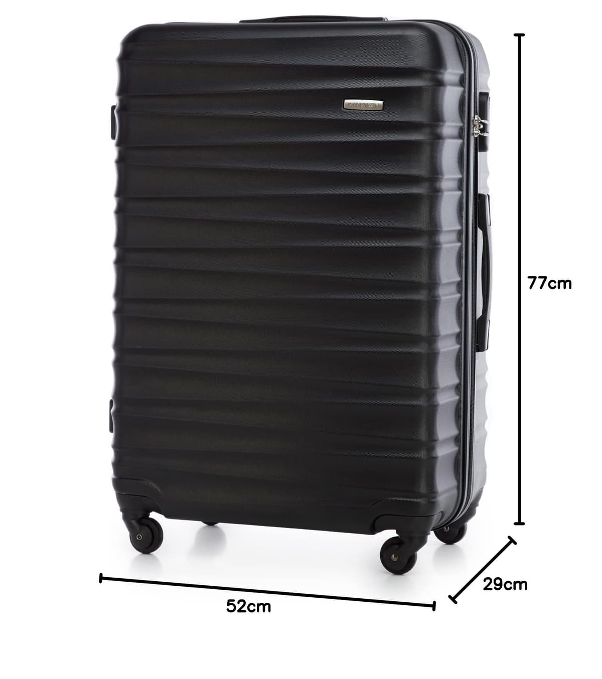 WITTCHEN Maleta Grande Trolley ABS rígido para facturación con 4 Ruedas giratorias Cerradura de combinación asa telescópica Groove Line Negro Ryanair/Vueling/Iberia/easyJet/Iberia Express — view 13