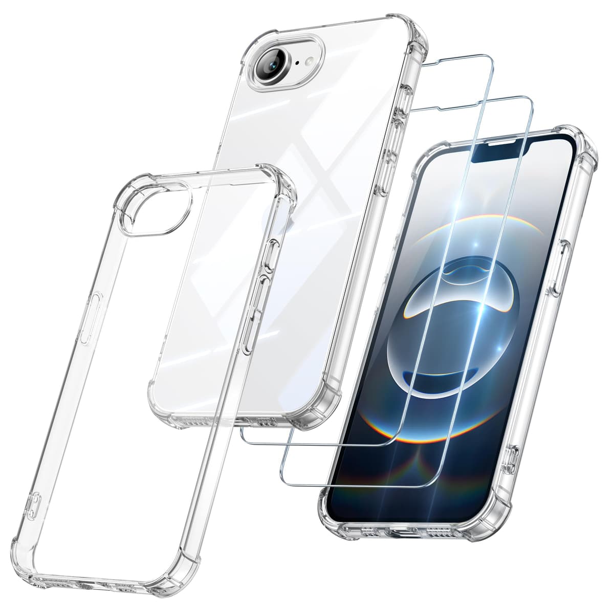 FLLAO 4 en 1 Funda para iPhone 15 con 2 Protector Pantalla y 1 Protector Lente Cámara, [Almohadilla de Aire integrada] Antigolpes Antiarañazos Carcasa 6,1 Pulgadas, Transparente — view 84