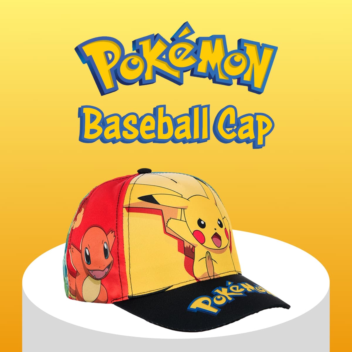 Pokémon Gorro para Niños, Gorra de Beisbol Pikachu Bulbasaur Squirtle Charmander Eevee Gorra de Verano Infantil — view 2
