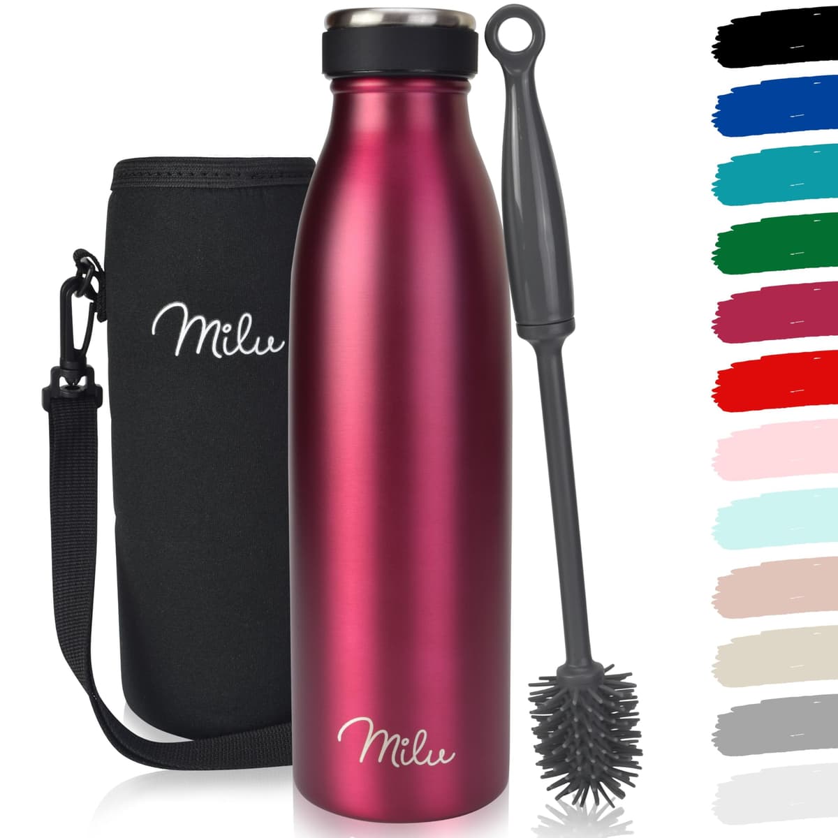 Milu Stainless Steel Drinking Bottle 1500 ml - Insulated Thermo Flask for Water - Leak Proof, Insulated and Double Walled, Carbonated (Granite Navy Blue, 1,5L) — view 63
