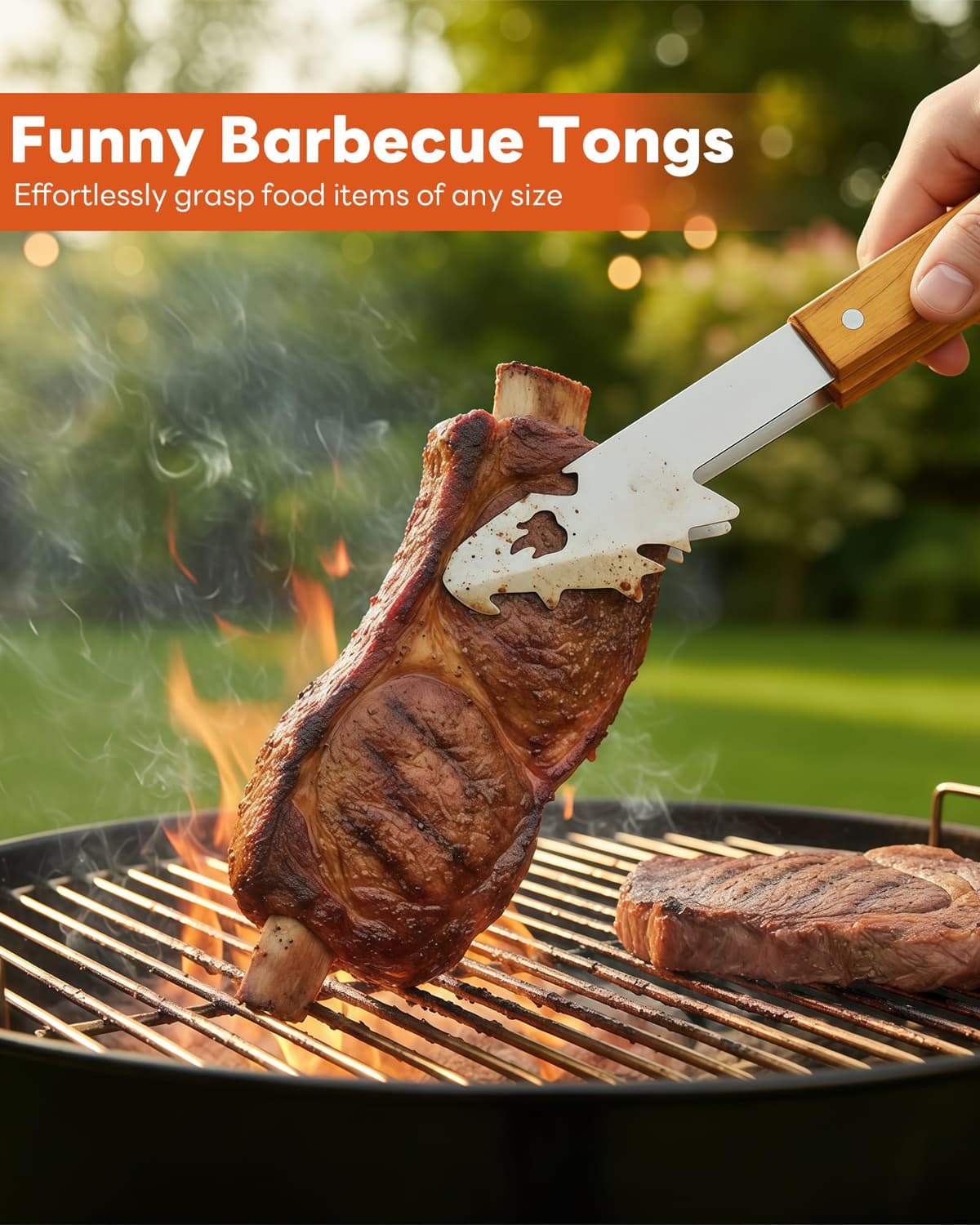 3 Pcs Multifunction Barbecue Tool Set for Men Gift Birthday with Grill Spatula, Tongs, Fork Heavy Duty Barbecue Accessories Kit with Bag for Outdoor Camping — view 5