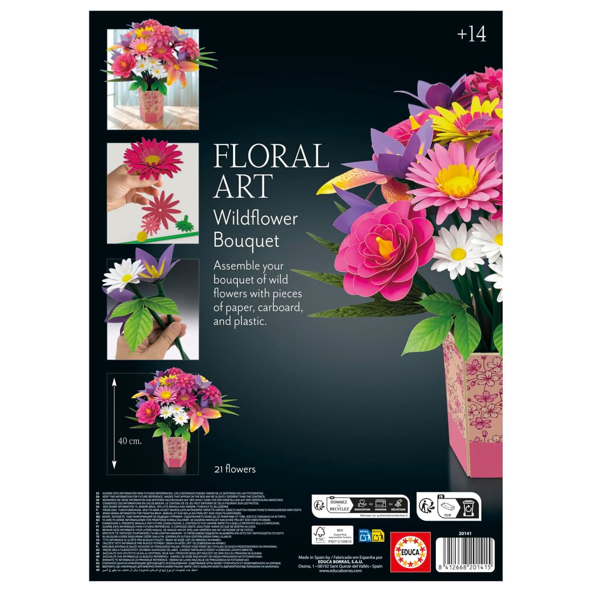 Educa - Ramo de Flores Silvestres Floral Art | Kit de manualidad para realizar diecinueve flores silvestres de papel sin necesidad de pegamento, ni tijeras. A partir de 14 años (20141) — view 2