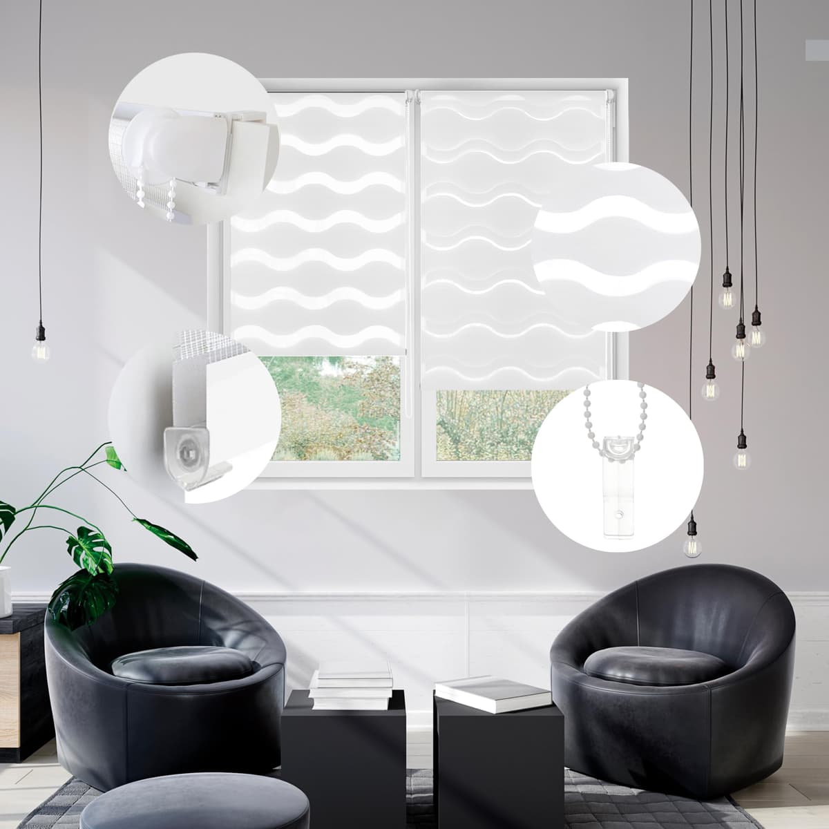Blindecor Indus SIN HERRAMIENTAS | Estor Enrollable Sin Taladrar de Doble Capa | Color Blanco 40 x 130 cm (ancho x largo) | Tamaño de la Tela 37 x 125 cm — view 52