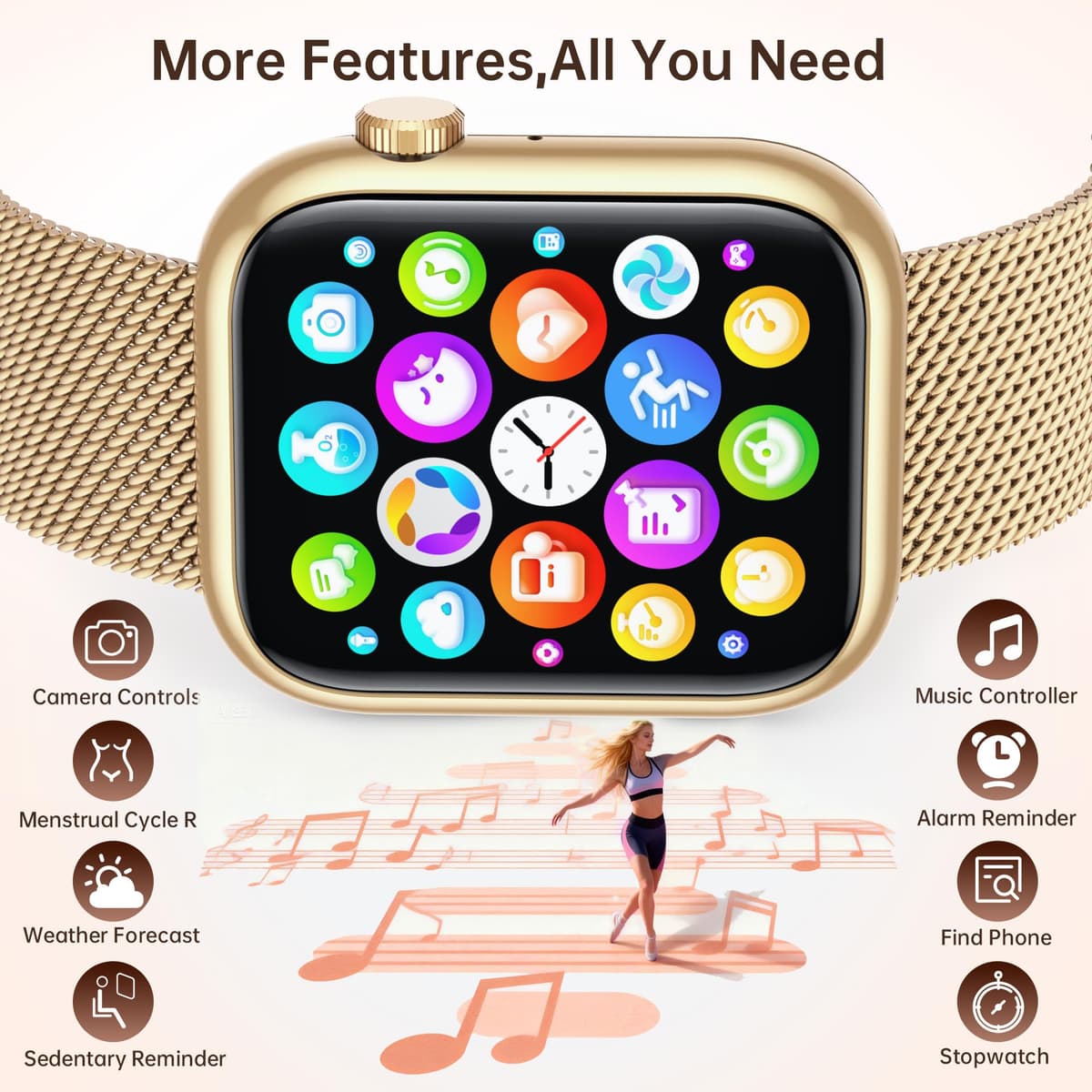 Women Smartwatch Fitness Tracker for Lady: 1.83'' Smart Watch for Women Answer Make Call with iP67 Heart Rate Sleep Monitor Steps Counter 120+ Sports Digital Wrist Watches 3 Straps for iPhone Android — view 6