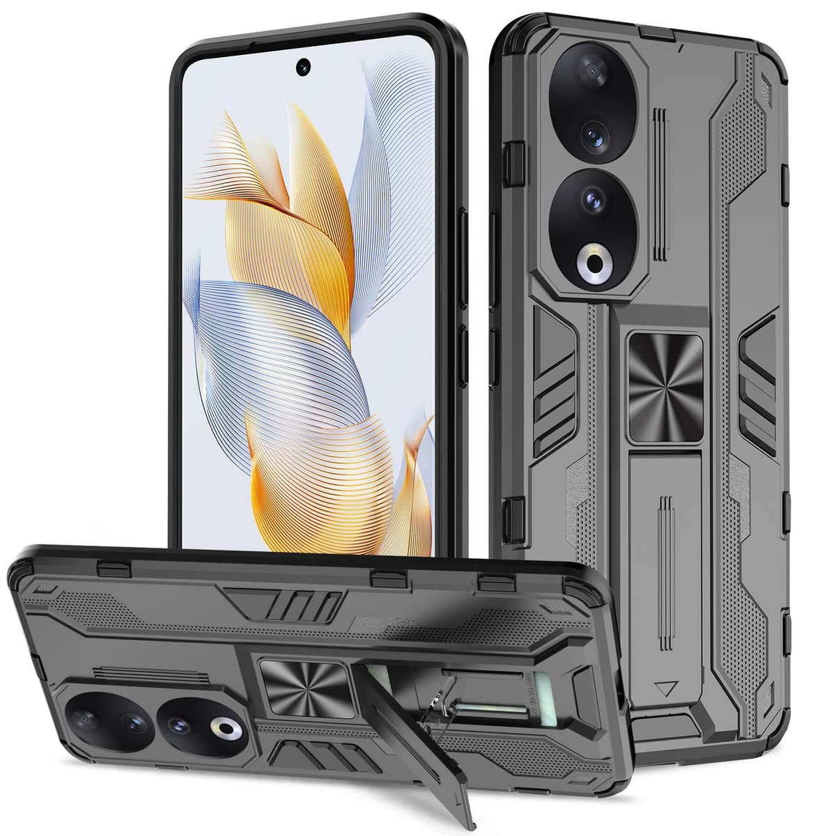 Funda para CMF Phone 2 Pro, Carcasa Antigolpes con Soporte anular metálico, Case Protectora de Grado Militar, Negro — view 1392