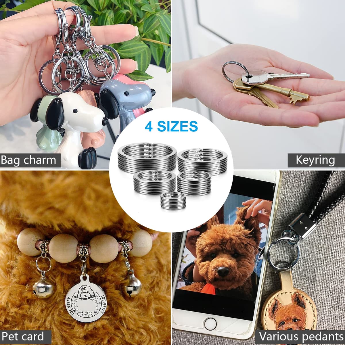 YHYZ Key Rings Assortment, Split Key Ring Loops in 5 Sizes (1/2 inch, 3/4 inch, 1 inch, 1.18 inch, Large 1.37 inch) for Key Chain Dog Pet Collar Tag DIY Craft Car Key — view 7