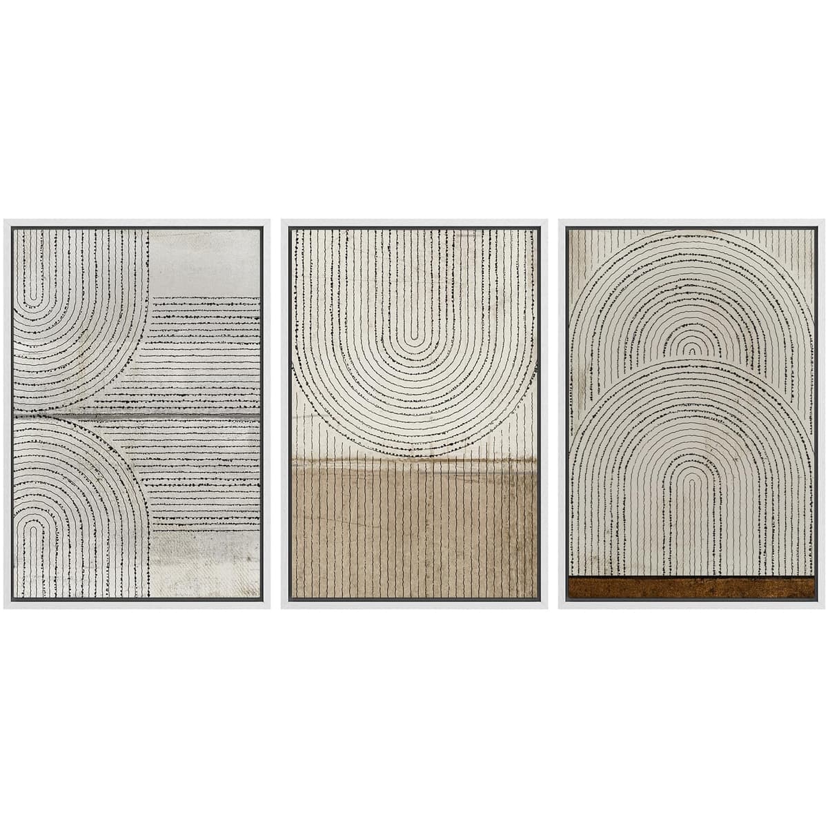 SIGNWIN Framed Canvas Print Wall Art Set Blue White Grunge Geometric Pattern Abstract Shapes Cozy Neutral Decorative Contemporary Minimal for Living Room, Bedroom, Office - 24"x36"x3 Natural — view 88