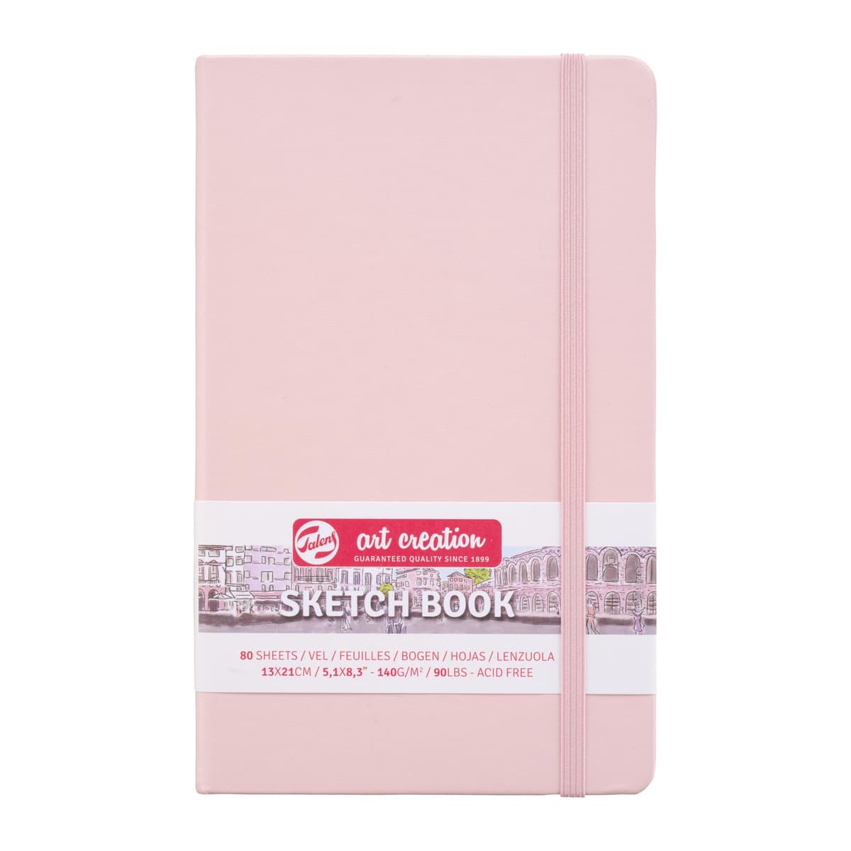 Talens Art Creation Sketchbook - Rosa pastel 13x21 cm - 140 g - 80 hojas - Papel de dibujo sin ácido - Ideal para lápiz, pastel, acrílicos, tinta