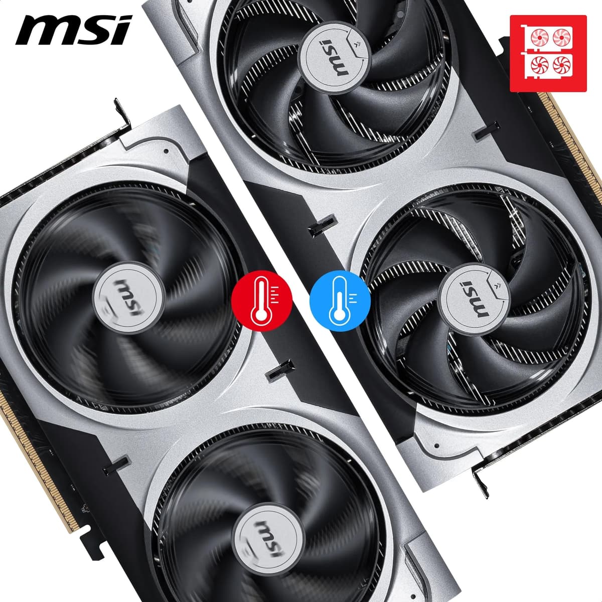 MSI GeForce RTX 5060 Ti 8G VENTUS 2X OC PLUS Graphics Card - RTX 5060 Ti GPU, 8GB GDDR7 (28Gbps/128-bit), PCIe 5.0 - DUAL-Fan Thermal Design (2 x STORMFORCE FAN) - HDMI 2.1b, DisplayPort 2.1b — view 3