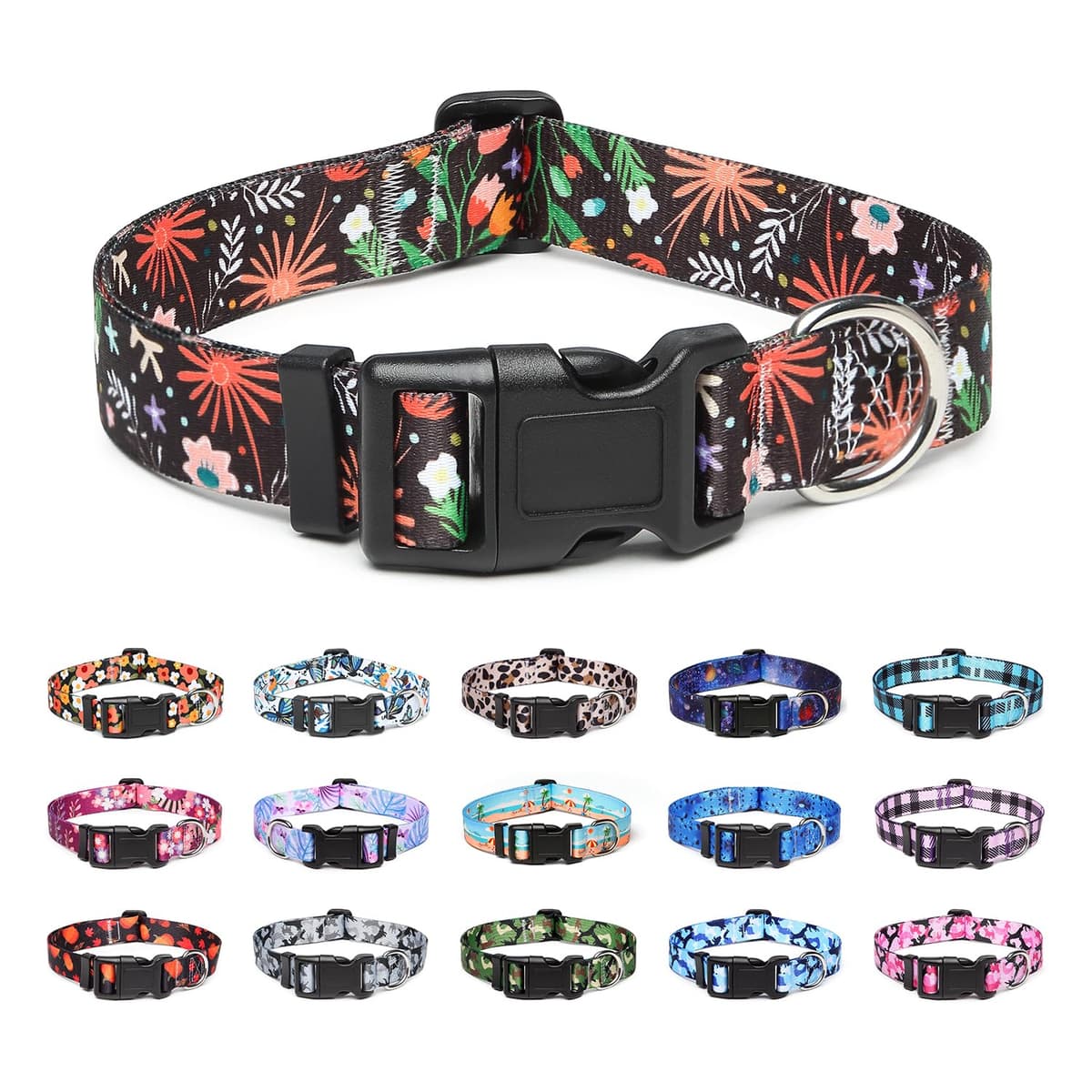 Adjustable Nylon Dog Collar with Patterns, Soft Comfy Pet Collar for Small Medium Large Dogs (S, Purple Plaid) — view 21