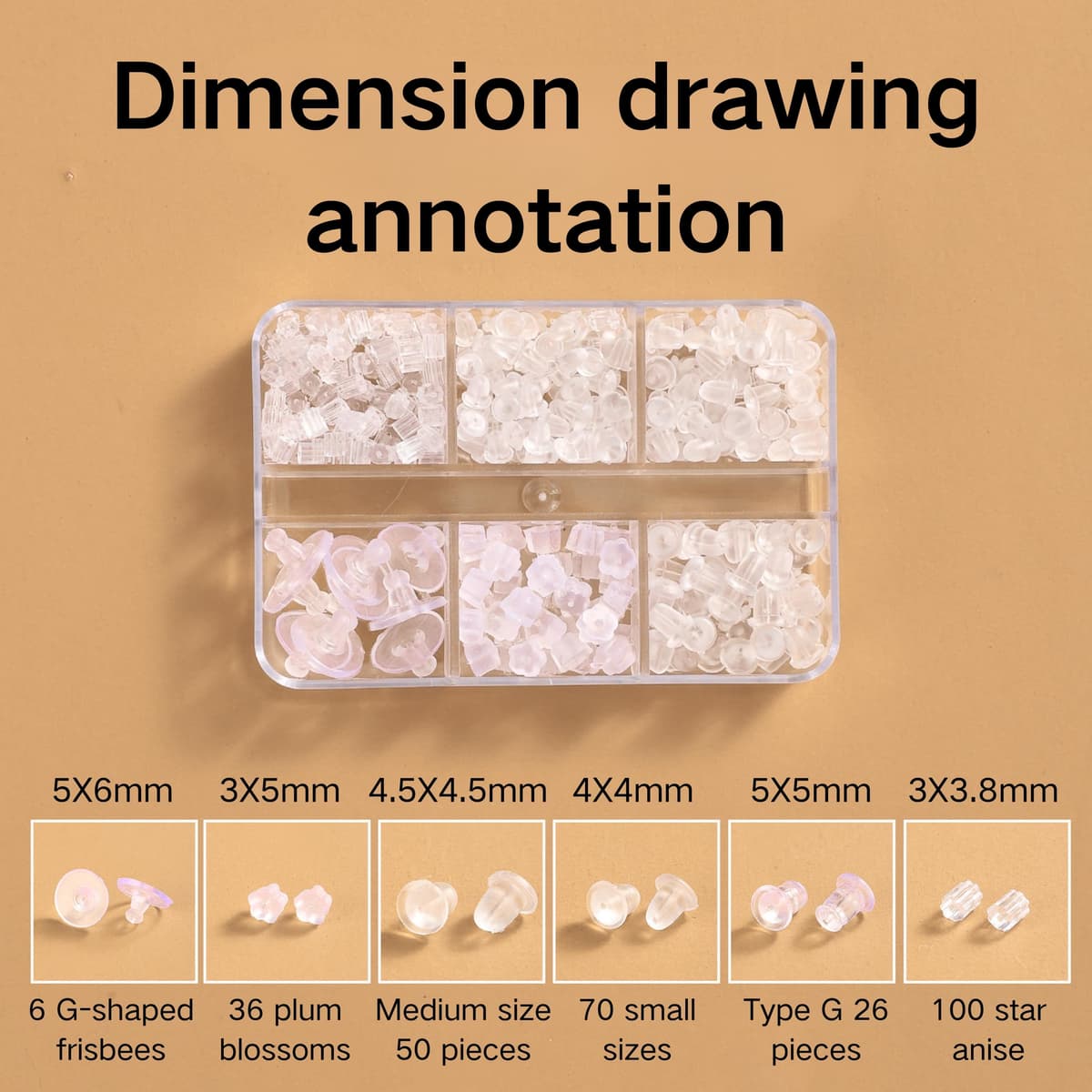 288 piezas 6 estilos de cierres transparentes para aretes, tapones de bala de silicona hipoalergénicos para orejas sensibles, joyería DIY y reparación de aretes, con caja de almacenamiento — view 3