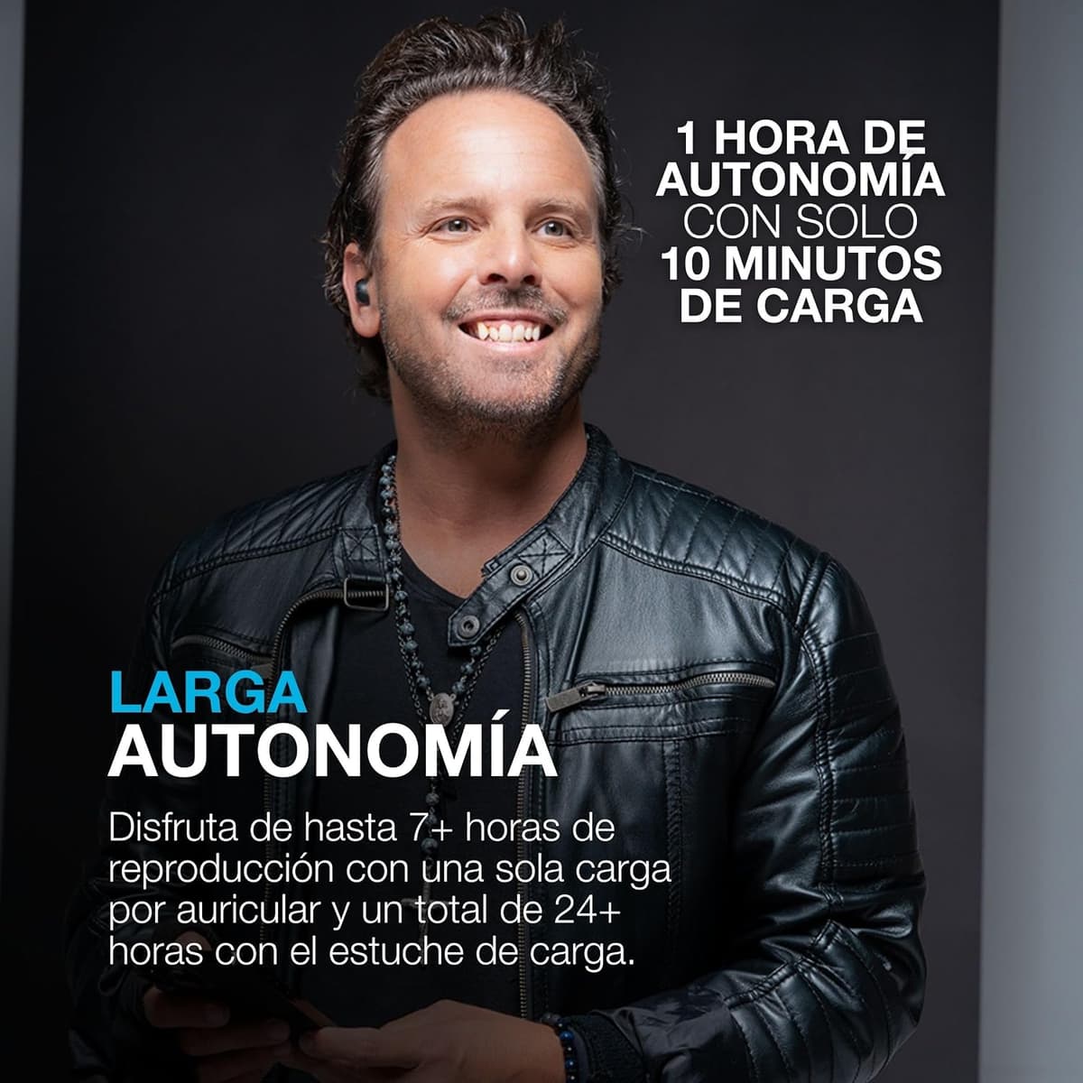 JLab Go Pop ANC Auriculares Bluetooth ANC, 24+ h de autonomía, IP55 Resistentes al Sudor, micrófono, Llamadas claras y conexión multipunto, Negro — view 2