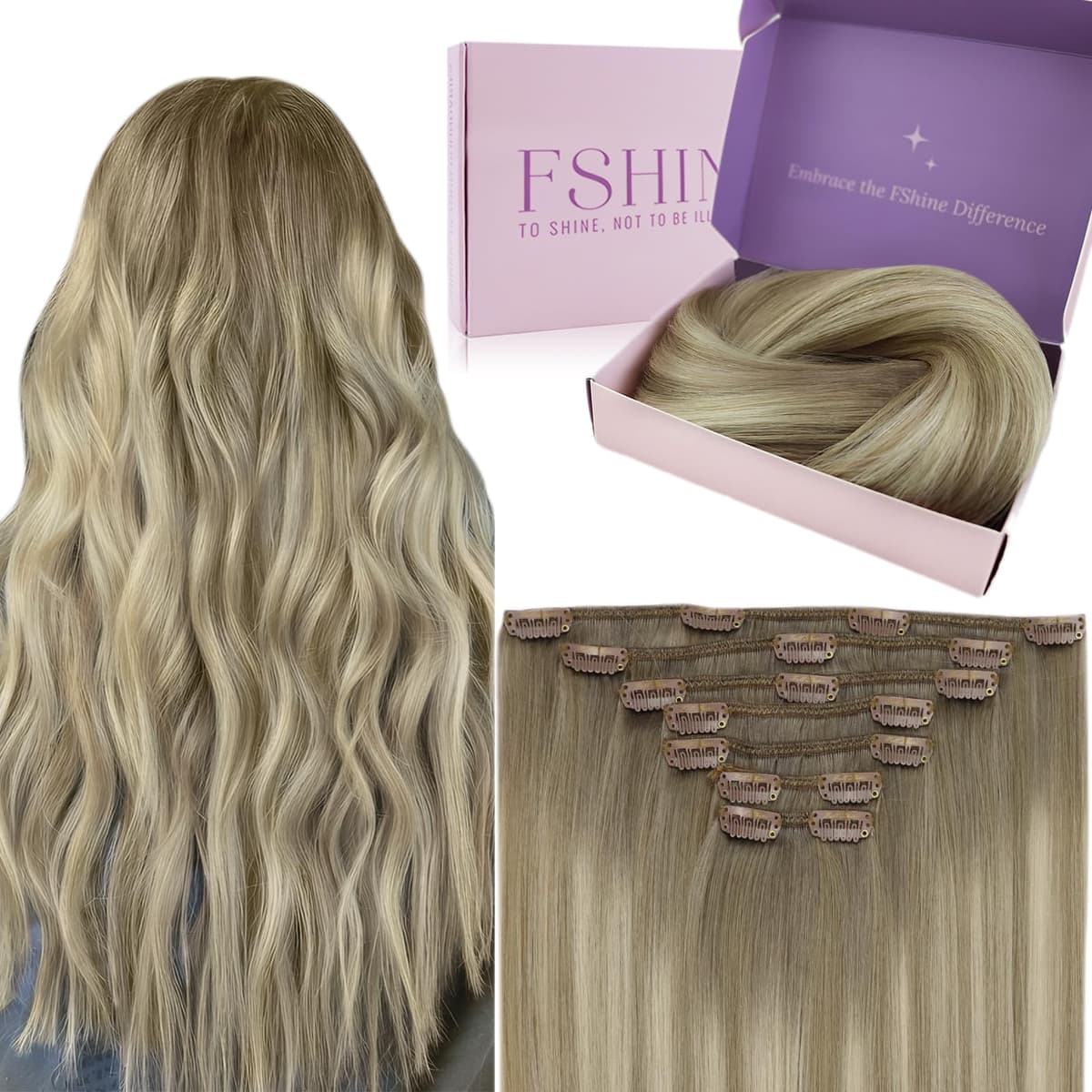 Fshine Clip in Hair Extensions Human Hair Copper Hair Extensions 18 Inch 120 g 7 pcs Color 330 Natural Straight Hair Extensions for Women Real Human Hair — view 32