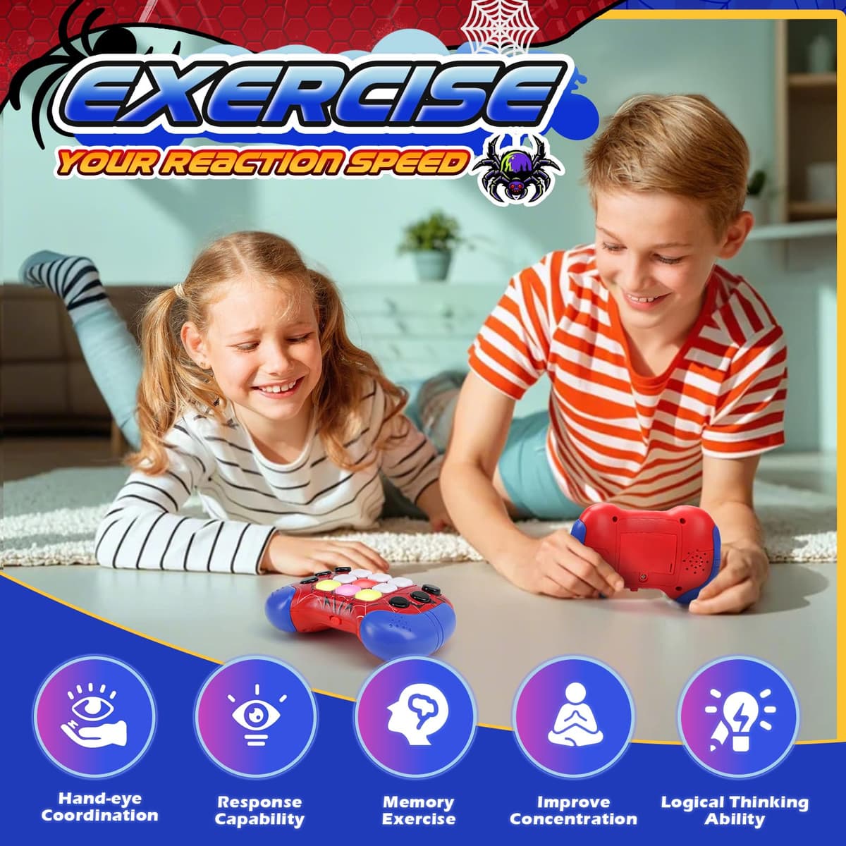 Spider Toys for 6 7 8 9 Year Old Boys Girls: Quick Push Pop Game Sensory Fidget Toys Gifts for Boys Age 5 6 7 8 9, Handheld Games Consoles Autism Birthday Presents for Girls Kids Teen Age 3-12 — view 4