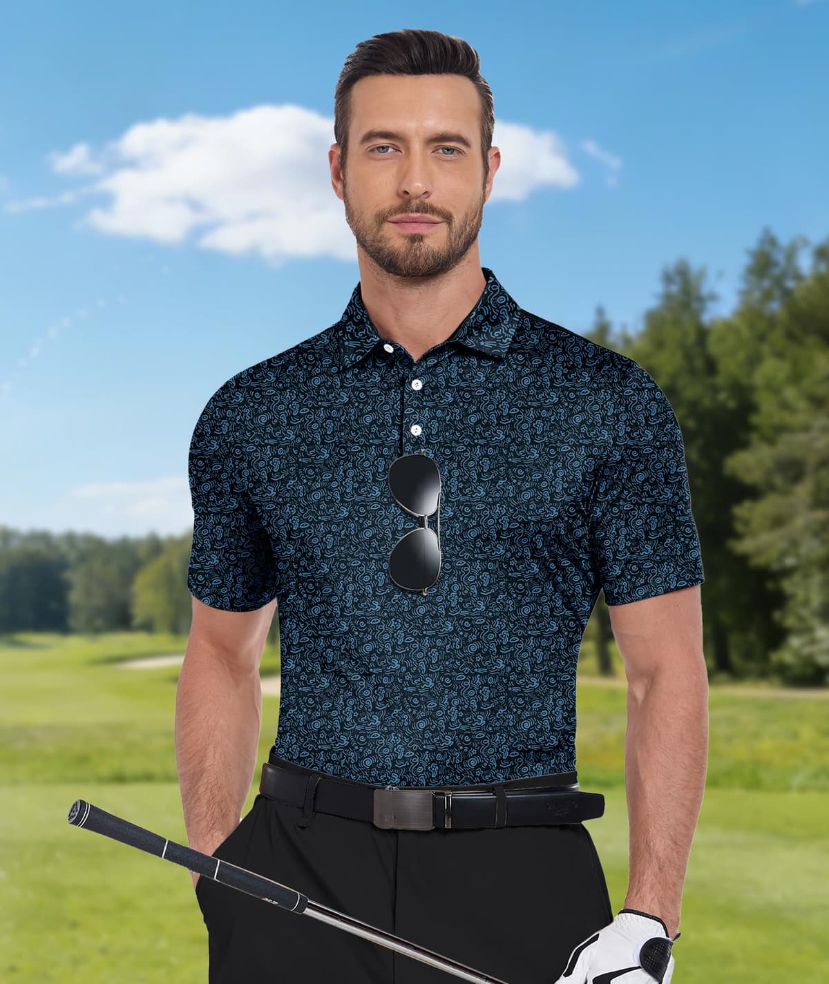 SwissWell Polo Hombre Manga Corta UPF 50+ Golf Polos Secado Rápido Transpirable Tenis Polo Camisetas Estampadas de Verano Casual T-Shirt — view 2