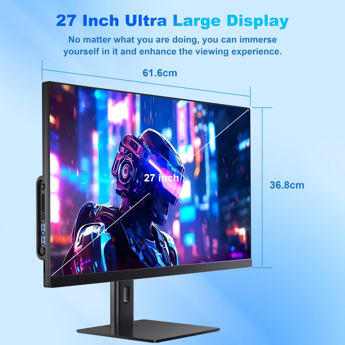 All-in-One PC de 27" para Teletrabajo y Clases Online Procesador Quad-Core ‑ N95, 16GB RAM, 512GB SSD, Ordenador de Sobremesa con Cámara Retráctil, WiFi 6, Bluetooth 5.3. Incluye Teclado y Ratón. — view 2