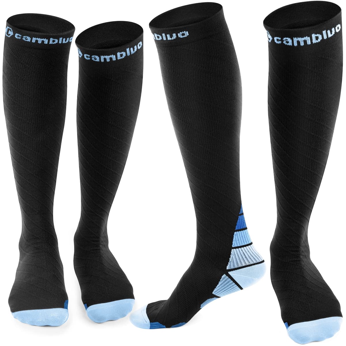 CAMBIVO Compression Socks for Women & Men 2 Pairs, Flight Socks Compression Stockings Running Socks for Calf & Ankle Support, Sports, Flying, Maternity Pregnancy, Nurses, Travel — view 15