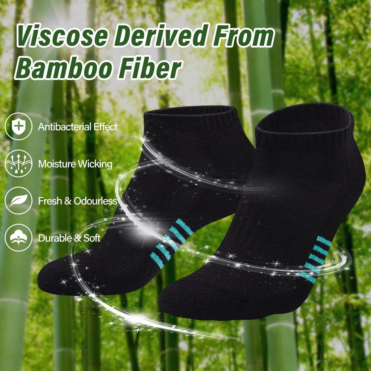Bamboo Trainer Socks Womens 6 Pairs, Breathable Cushioned Ladies Ankle Socks, Anti Blister Short Athletic Sports Running Sock, Low Cut Summer Walking Sock — view 2