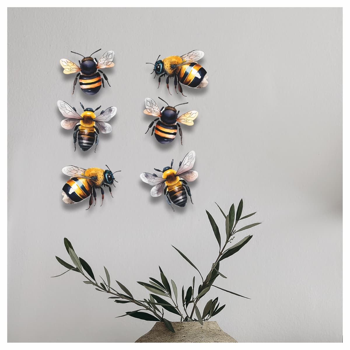 Bumblebee Wall Stickers, Hardwearing Waterproof 0% Transparency Decals, DIY Peel & Stick Perfect to Cover Marks, Wall Decor, Weatherproof for Cars & Other Home Projects. LaoGraphics® (6 Bees, A5) — view 2