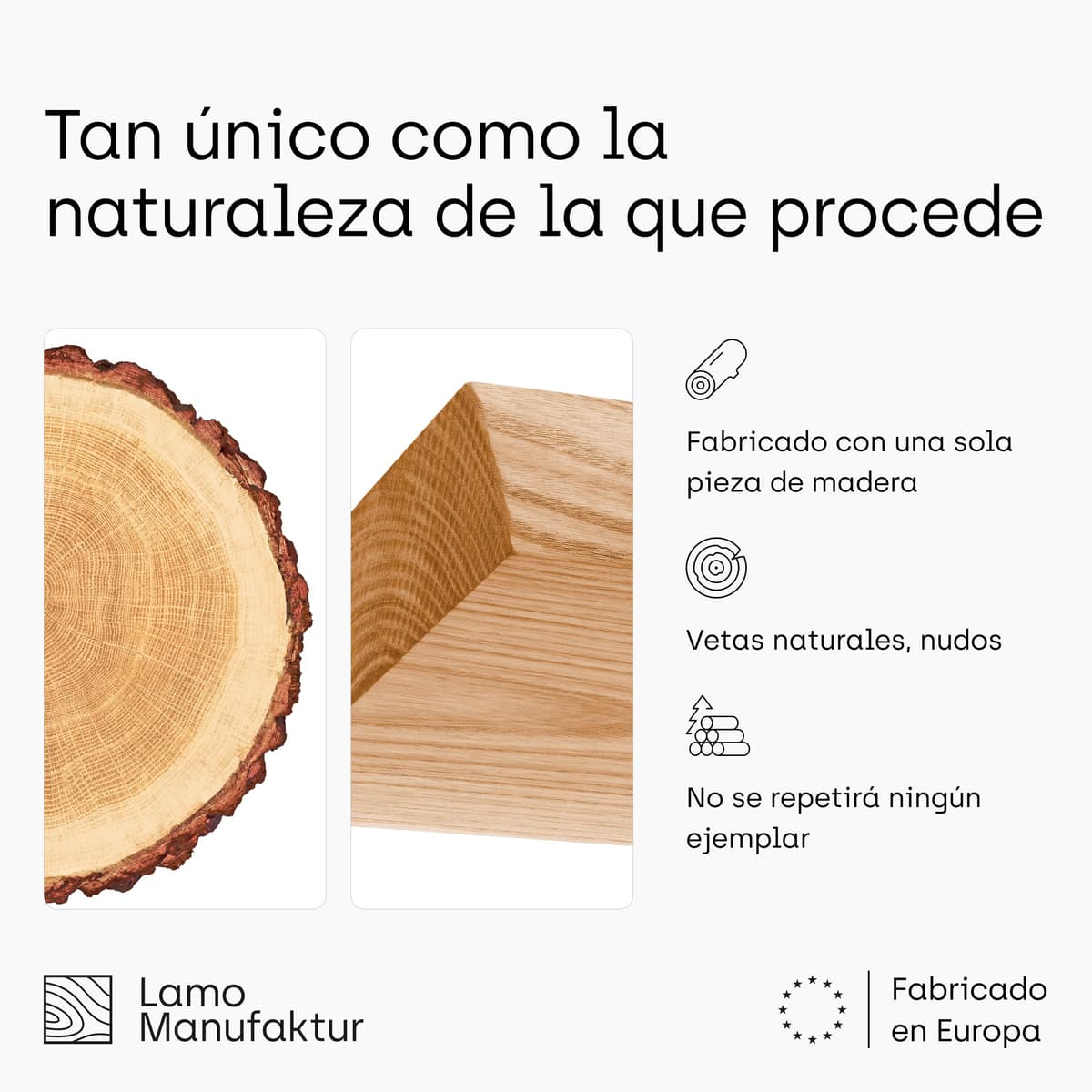 LAMO Manufaktur Estantería Flotante Pared de Madera con fijación Invisible | Estantería 100 cm Ancho para salón, Cocina, Oficina | Color: Natural, Borde: Natural | Madera Maciza, diseño Moderno — view 4