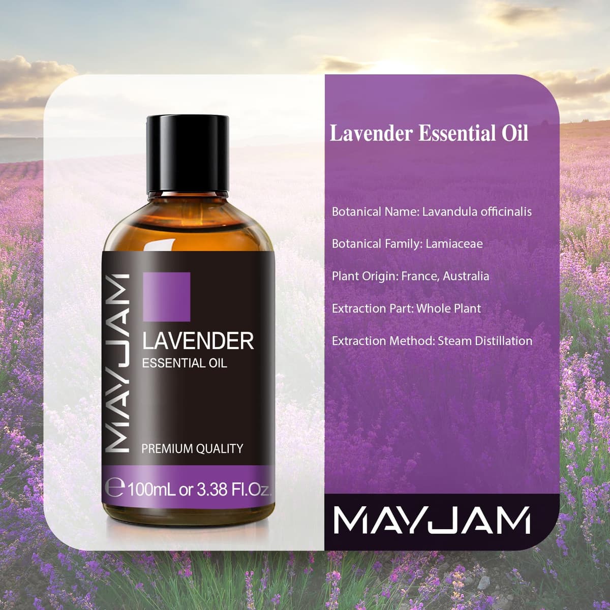 MAYJAM Lavender Essential Oils 100ML, Lavender Oil for Diffuser, Humidifier, DIY, Home, Office — view 2