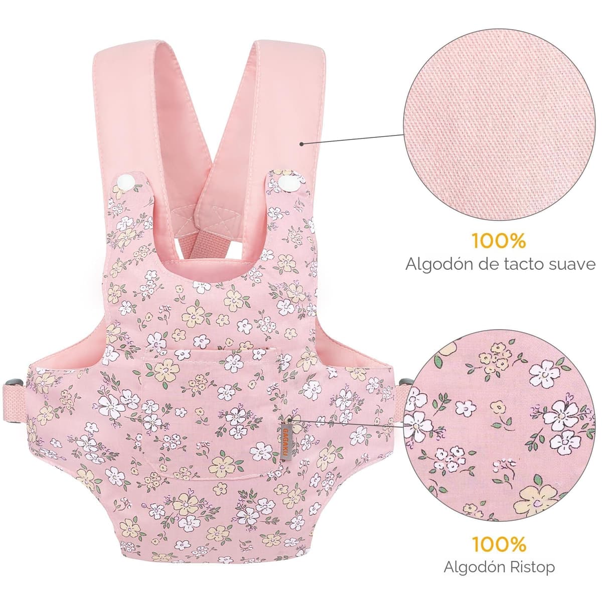 GAGAKU Transportador de muñecas para niños pequeños, portabebés para muñecas, Accesorios, portabebés para niñas pequeñas, Color Rosa (Flores de Pera) — view 5