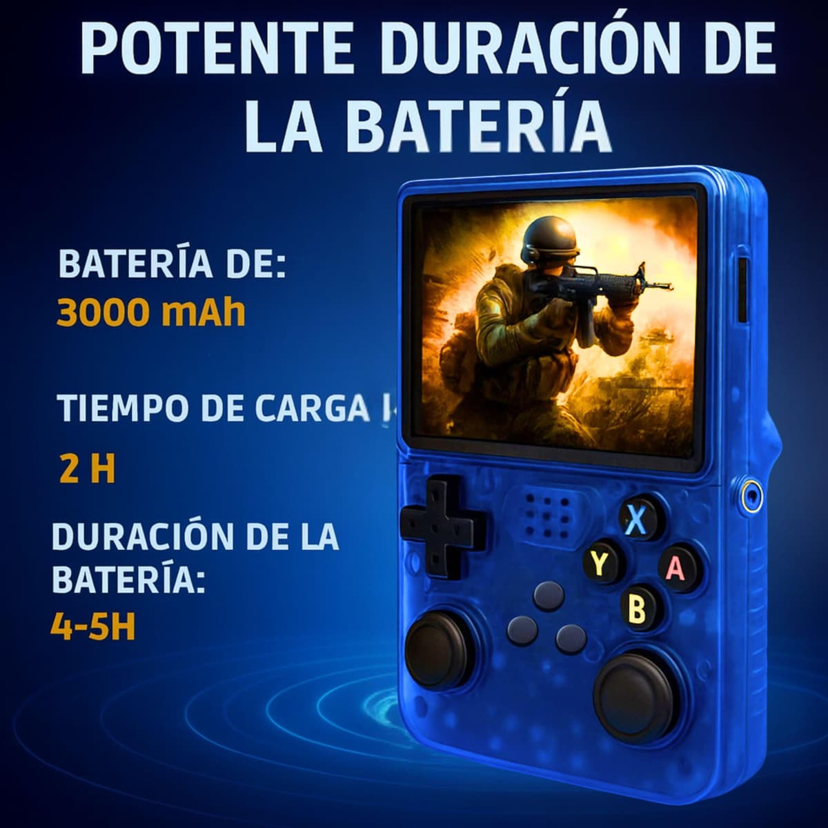 Consola Retro Portatil con 20.000 Juegos - Versión 2025- Mini Consola Arcade - Juegos de PS1, PSP, N64, NDS, SuperN, GameB, GBA, NeoG, etc. - Pantall HD 3.5' 640 * 480 - Rechace Imitaciones (Azul) — view 5
