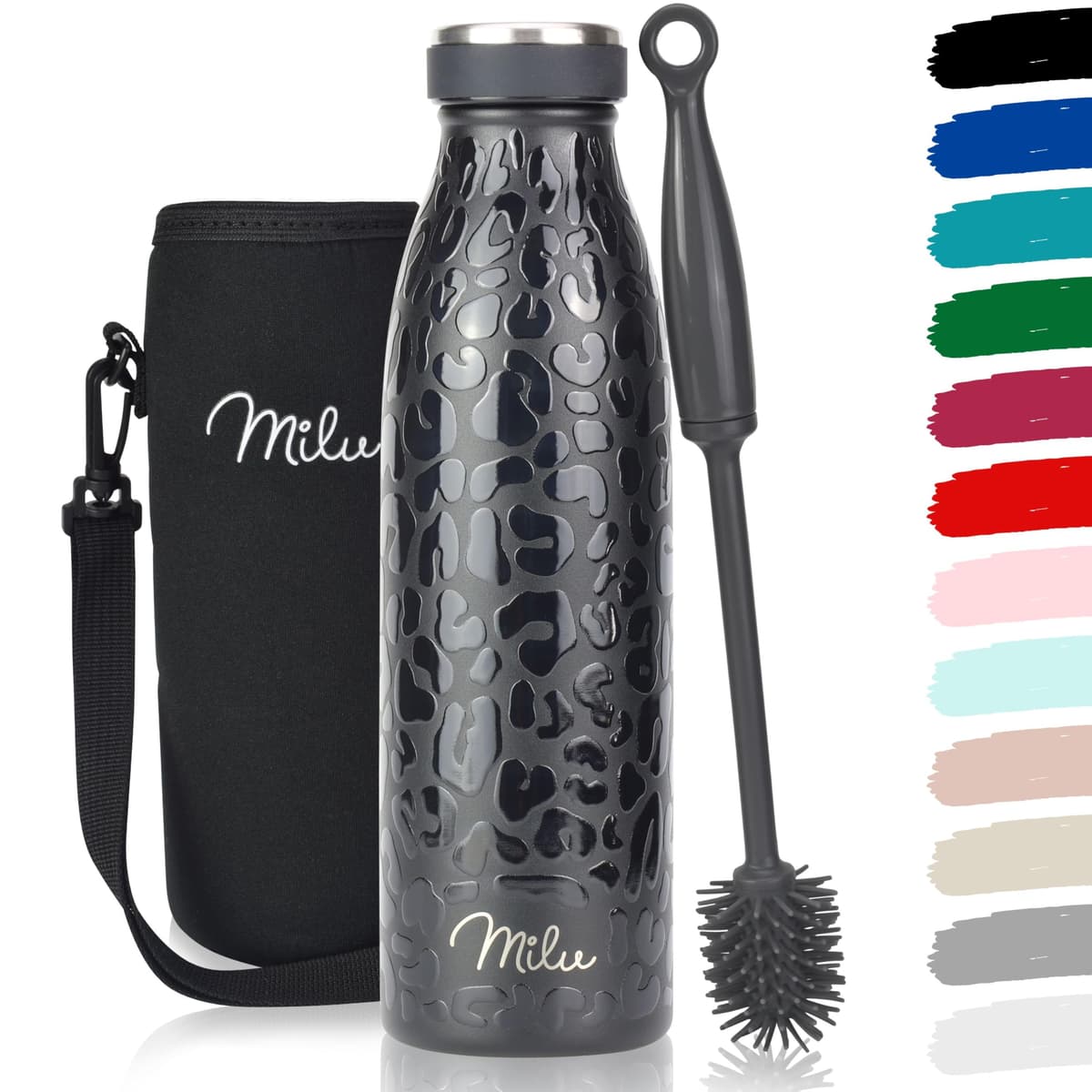 Milu Stainless Steel Drinking Bottle 1500 ml - Insulated Thermo Flask for Water - Leak Proof, Insulated and Double Walled, Carbonated (Granite Navy Blue, 1,5L) — view 99