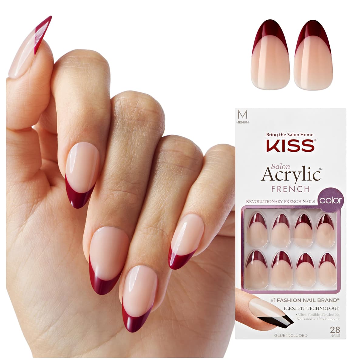 KISS Salon Acrylic French Nude Collection, Cashmere, Medium Length Nude Fake Nails, Includes False Nails, Nail Glue, Nail File, and Manicure Stick, 28 Count (Pack of 1) — view 22