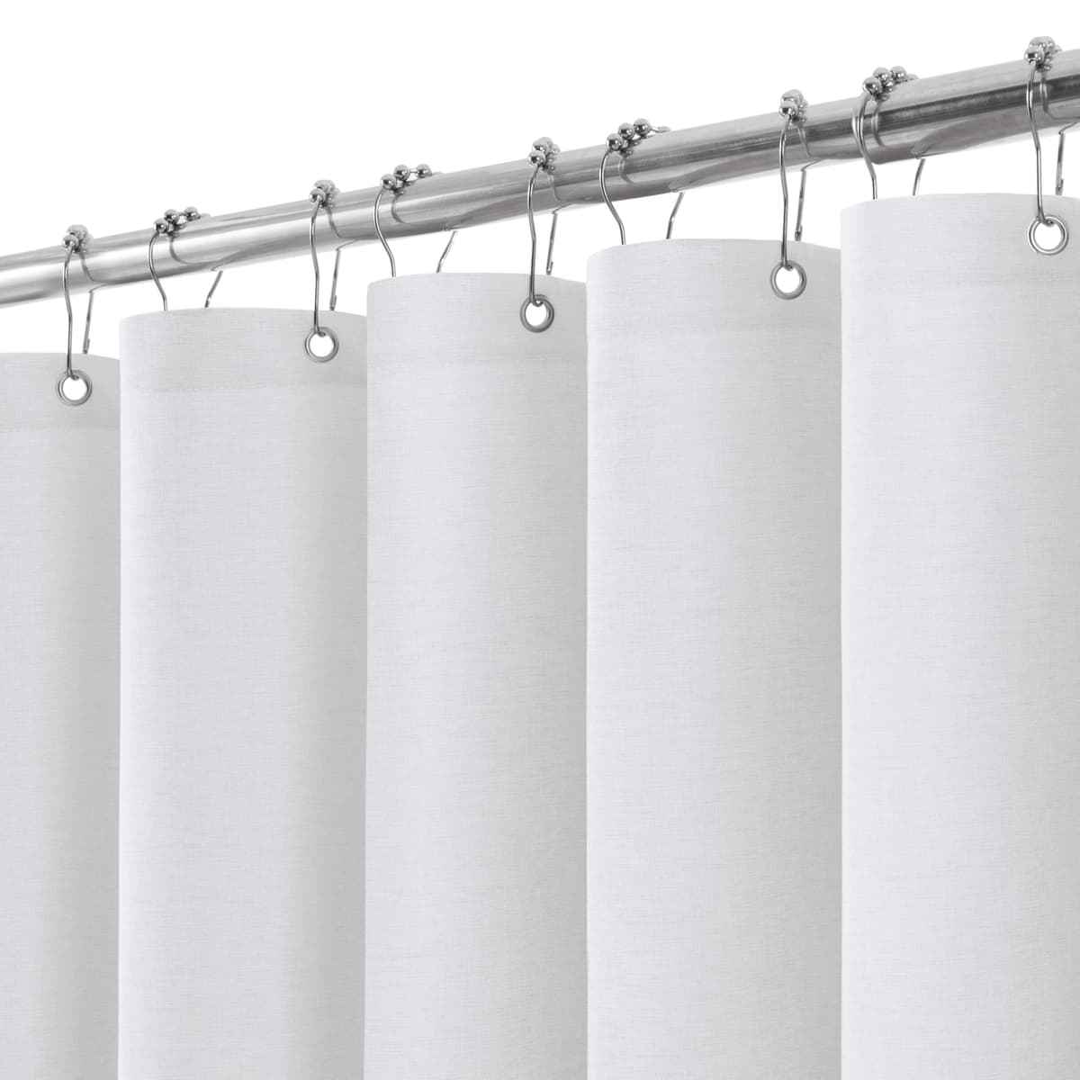 Cortina de Ducha para Baño Impermeable con Ganchos de Metal Cortina de Ducha de Tela Waffle Cortina de Baño Resistente y Antimoho para Bañera o Cabina - 152 x 182 cm (Blanco) — view 29