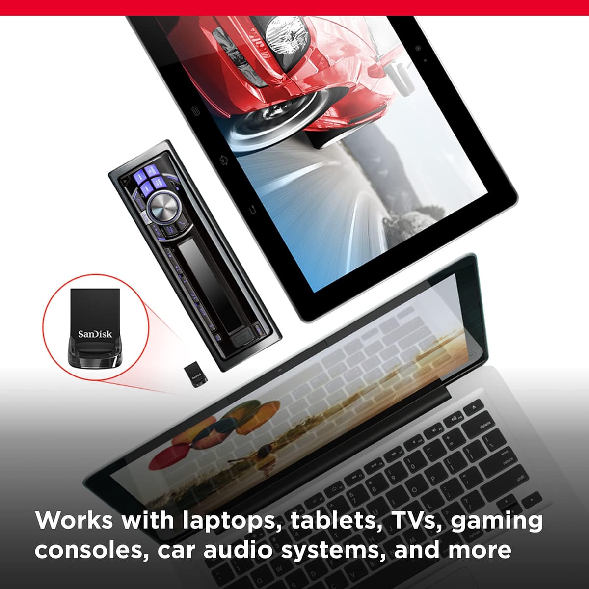SANDISK Ultra Fit USB Type-A Flash Drive 128GB (USB 3.2 memory Stick up to 400MB/s read speeds, for Laptops and Gaming Consoles, Plug-and-Stay, RescuePRO Data Recovery Software) Black — view 3