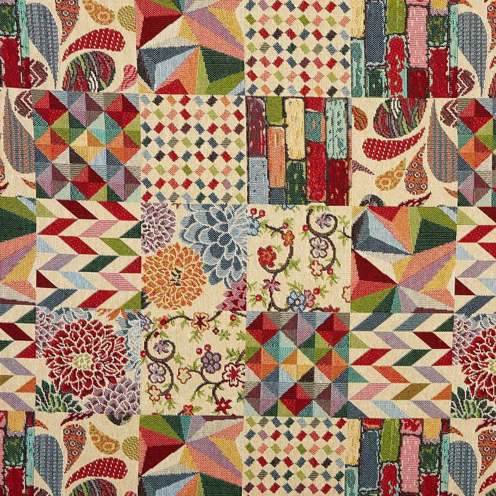 Kt KILOtela - Tela Tapicería, Jacquard Gobelino, Tapizar Sillas, Cojines, Cabecero, Sofá, Bolsos, Resistente al Desgaste, Costura, 100 cm Largo x 280 cm Ancho, Geométrico, Multicolor, 1 metro — view 66