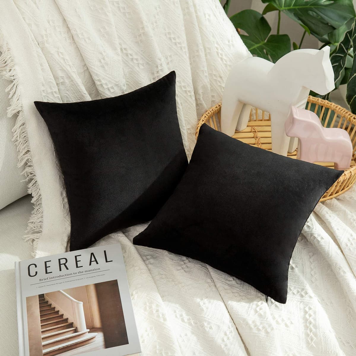 MIULEE Pack of 2 Fall Velvet Soft Solid Decorative Throw Pillow Covers Square Cushion Cases for Sofa Couch Bedroom Living Room Car Home Decor 18 x 18 Inch 45 x 45 cm Orange — view 18