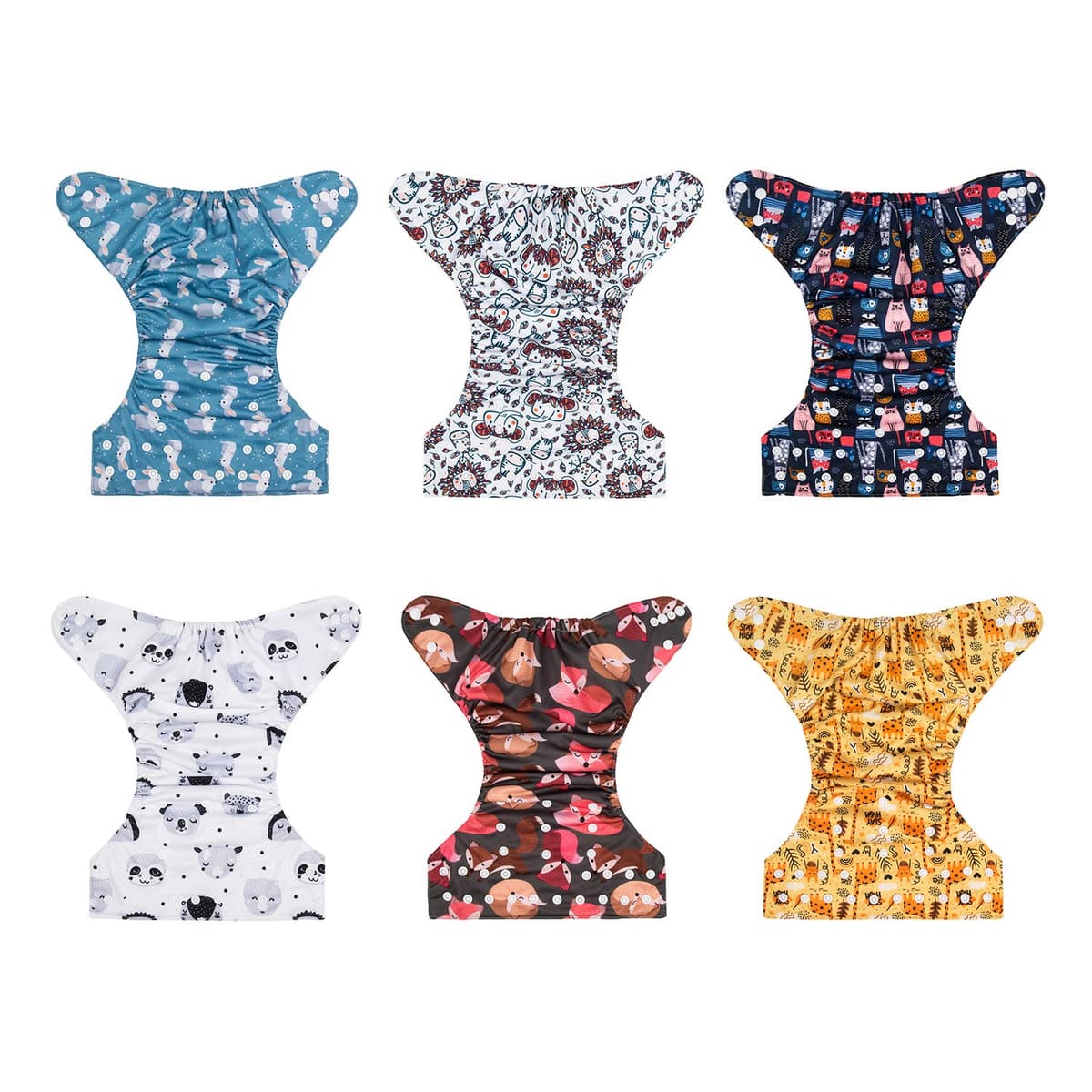 ALVABABY Pack 6pcs Pañales de tela ajustables y lavables de bolsillo + 12 insertos 6DM19-ES — view 4