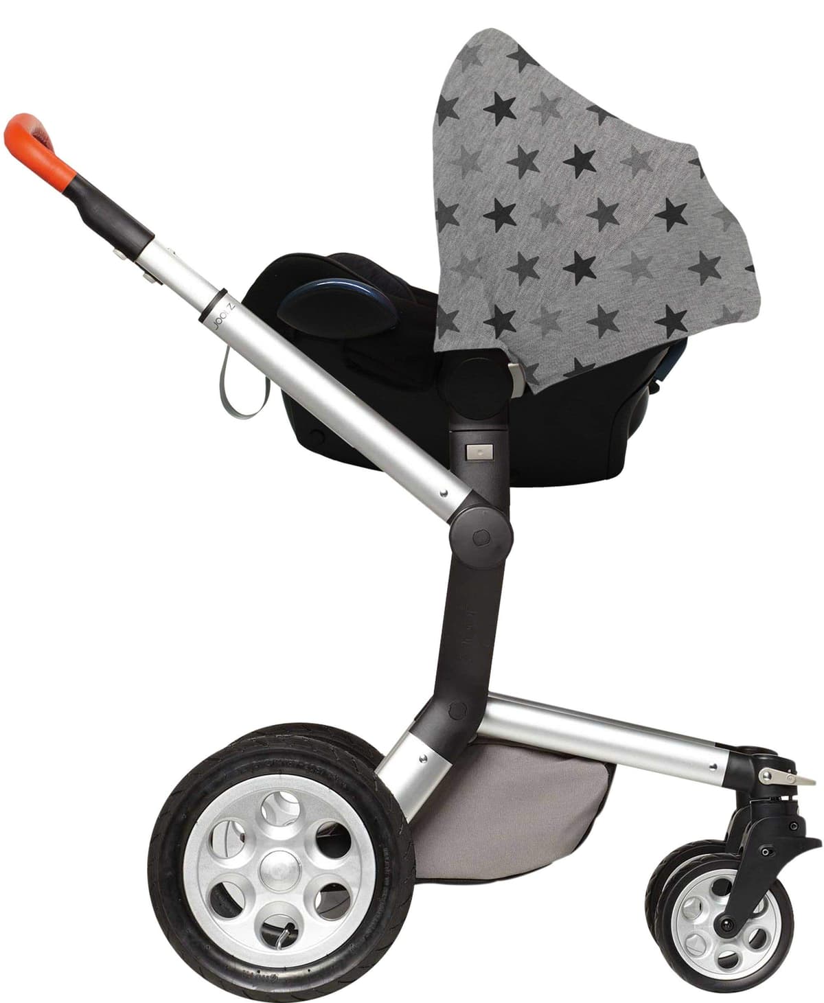 Dooky Hoody Cover for Baby Car Seat/ Pram/ Stroller/ Pushchair, Universal Fit, Protects from Sun, Wind and Light Rain, UPF 50+ UV Protection, Easy to Install and Wash, Grey Stars — view 2
