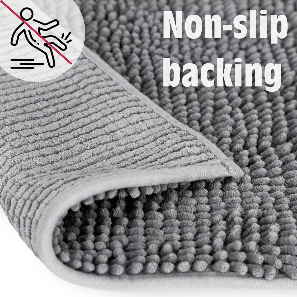 WohnDirect Alfombra Baño Gris 45x45cm • Alfombrilla baño Antideslizante y Lavable • Cómoda Y Súper Absorbente — view 6