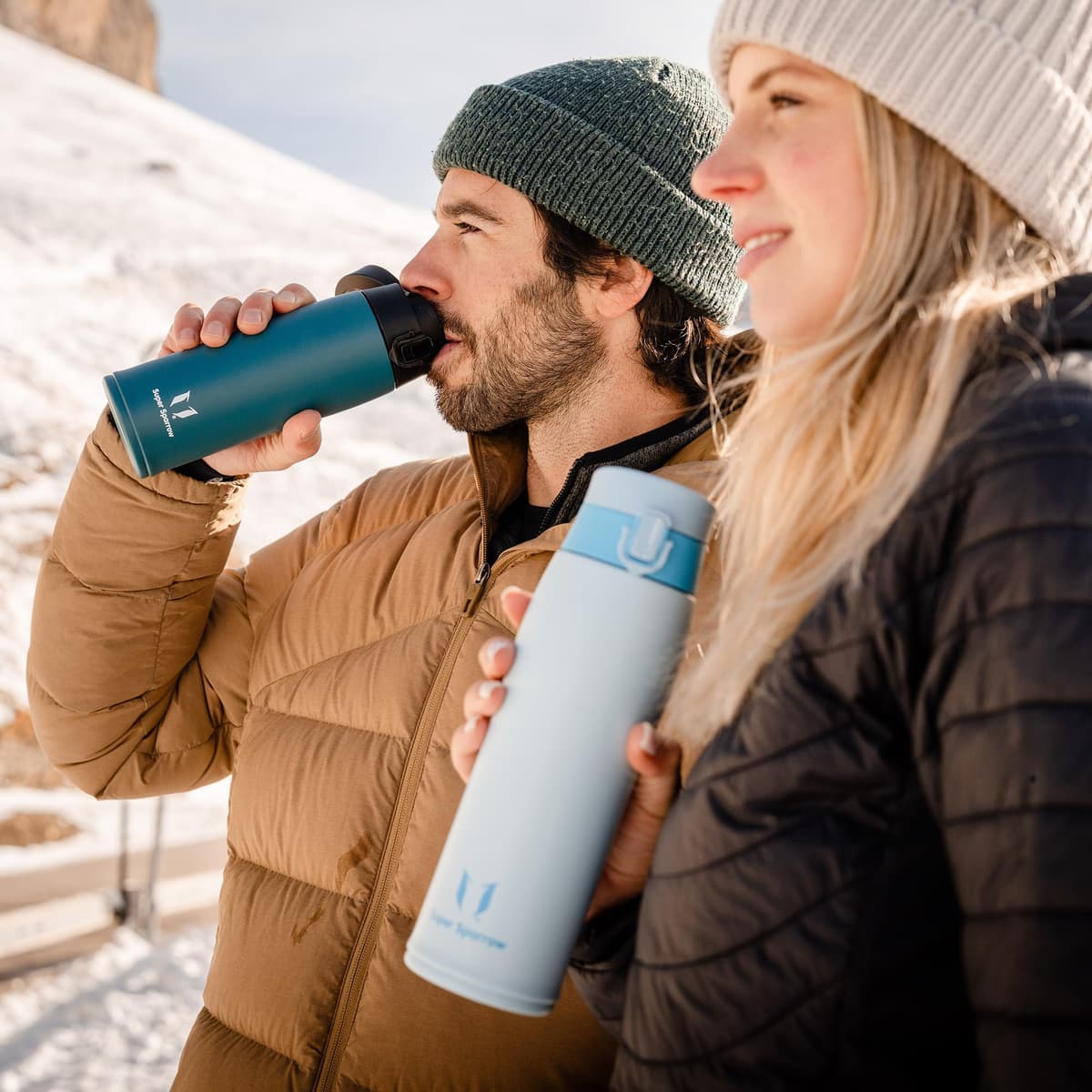 Super Sparrow Insulated Water Bottle - Travel Mug - 500ml, 750ml，950ml - Stainless Steel Water Bottles - BPA Free - Leakproof Metal Bottles - Includes 2 Lids, Straw Lid & Spout Lid — view 8