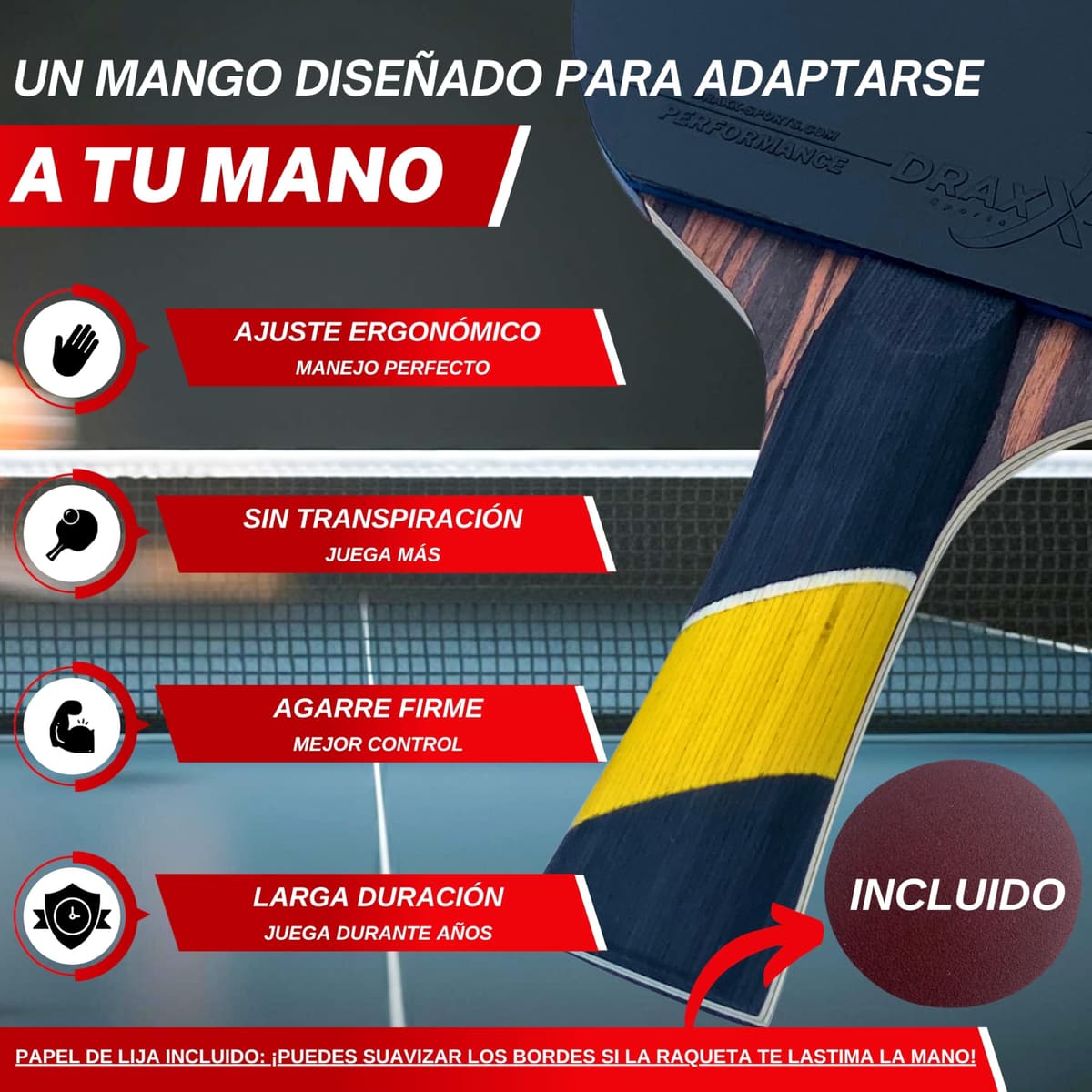 Pala Ping Pong Carbon | Raqueta de Carbono Profesional para un Control inigualable, Giro y Potencia, Ultra Ligera, Esponja de 2 mm y Revestimiento de Alto Rendimiento — view 4