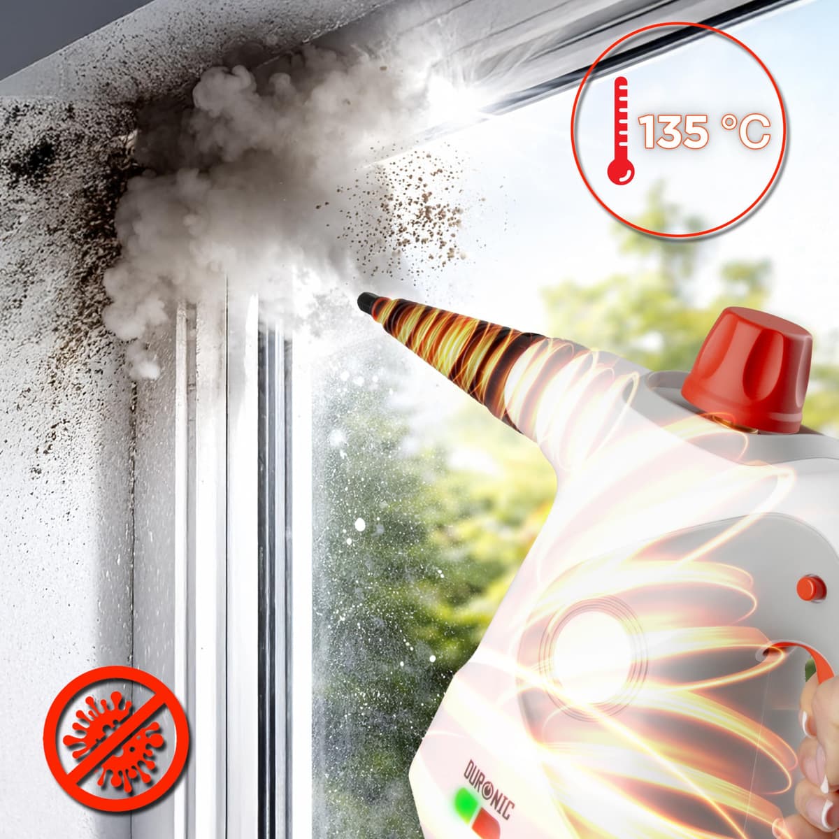 Duronic SC32 WE Limpiador de Vapor de Mano 1050W - Limpiador Vapor Portátil Multifunción Depósito 350 ml para Sofá Tejidos Juntas Ducha Horno Fregadero Ventanas Espejos Limpieza sin Químicos — view 4
