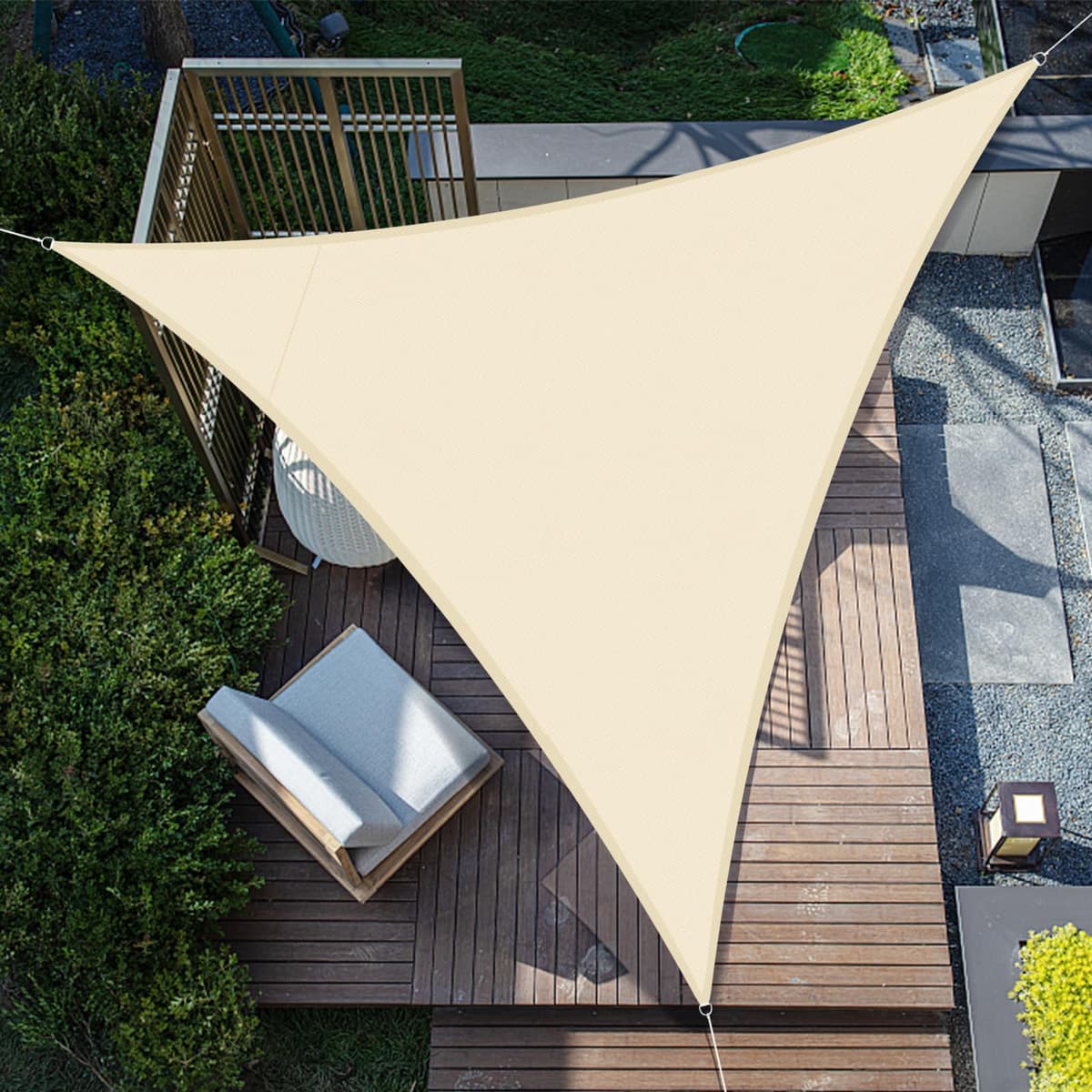 SUNNY GUARD Toldo Vela de Sombra Impermeable 3x3x3m Triangular a Prueba de Viento protección UV para Patio,Jardín, Exteriores, Terraza, Color Arena — view 35