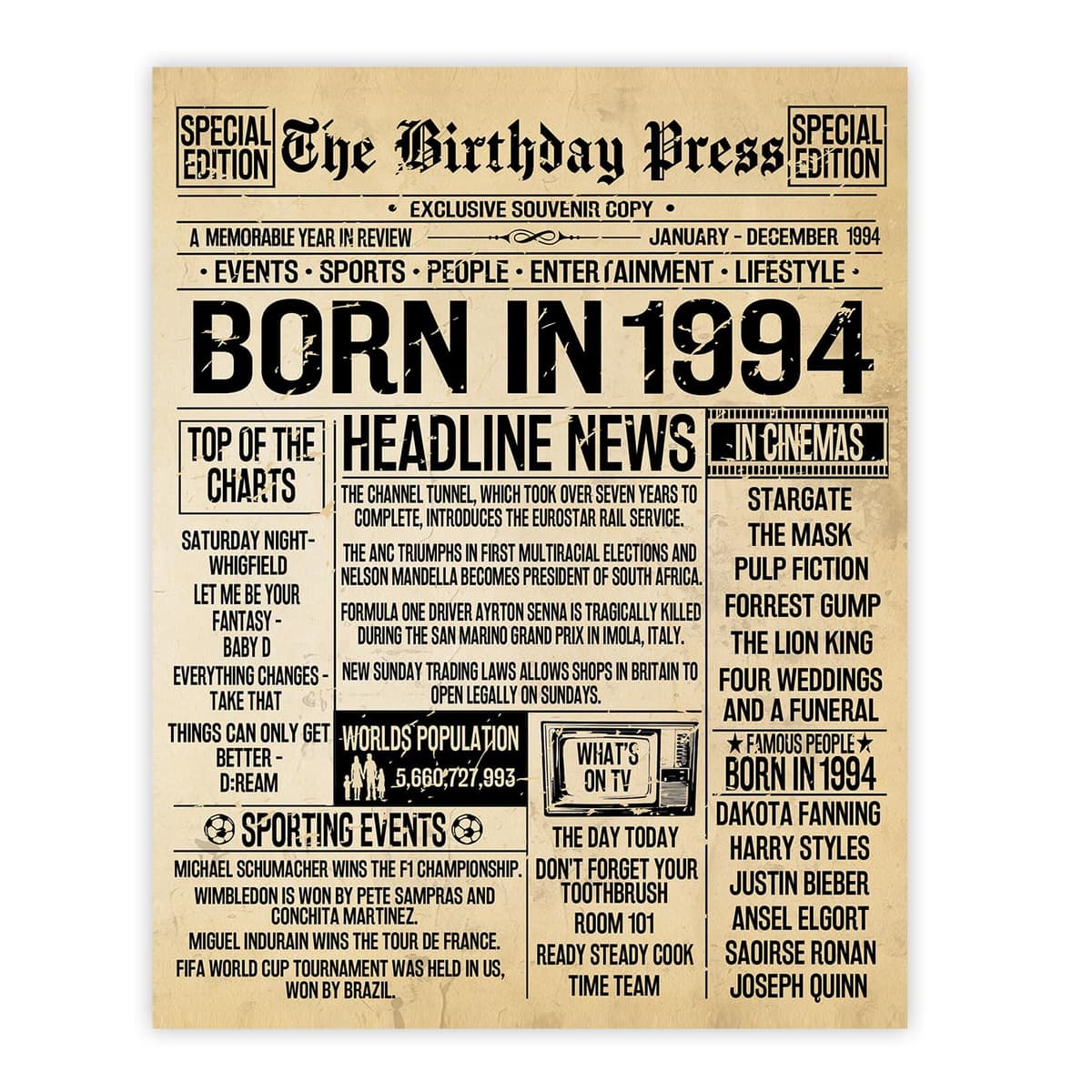 Stuff4 50th Birthday Poster Unframed - Born In 1976 Vintage Newspaper - Happy 50th Birthday Gifts for Women Men Retro Back In 1976, 8x10 Inch Decor Decoration Bday Party — view 64