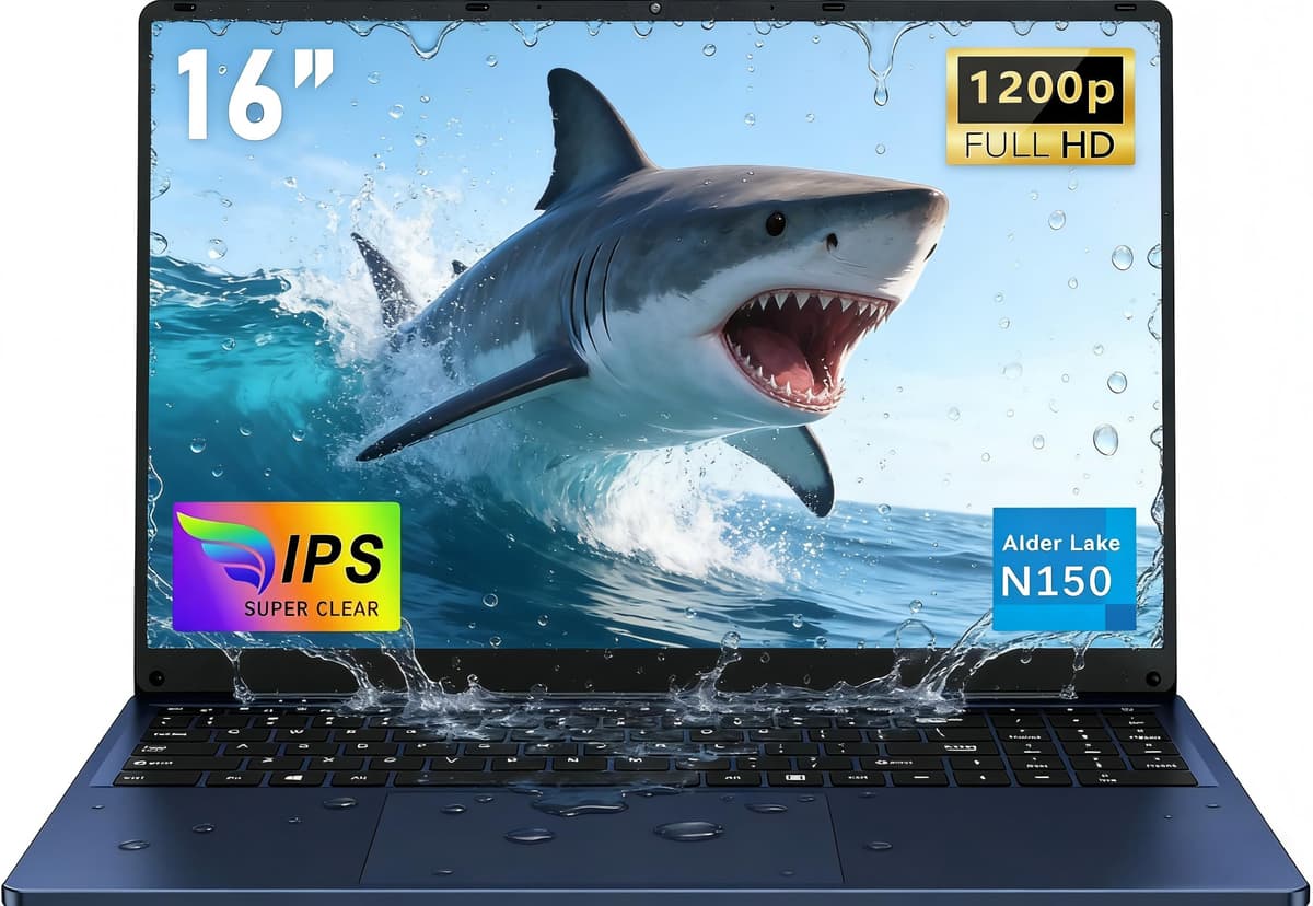 Ordenador portátil 16 GB RAM 1 TB SSD 16 Pulgadas Profesional Pc portátil N150 3,6 GHz, Win 11 Pro, 1920 x 1200 p, 6000 mAh, Teclado retroiluminado - Estudiante/Oficina/Negocio