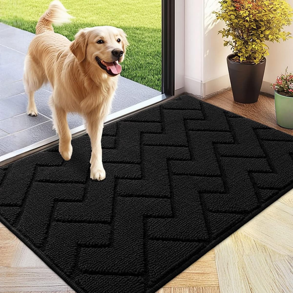 Biscpro Door Mats Indoor,Dirt Trapper Mat Absorbent Non-Slip Low Profile Doormat for Entrance,Inside, Kitchen,Front Door Mat Washable for Pets and Dogs— 50x80cm,Grey — view 65
