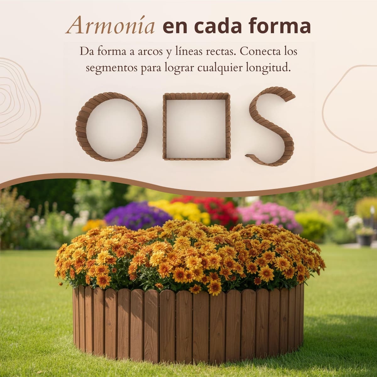 Floranica bordura para jardín 40 x 200 cm marrón Borde césped Valla de jardín Valla de Madera bordura Flexible en Rollo — view 4