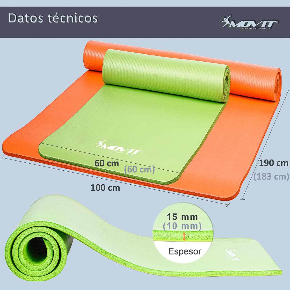 MOVIT Colchoneta de gimnasia, respetuosa con la piel y sin ftalatos, para casa o para llevar, en 3 tamaños y 12 colores — view 4