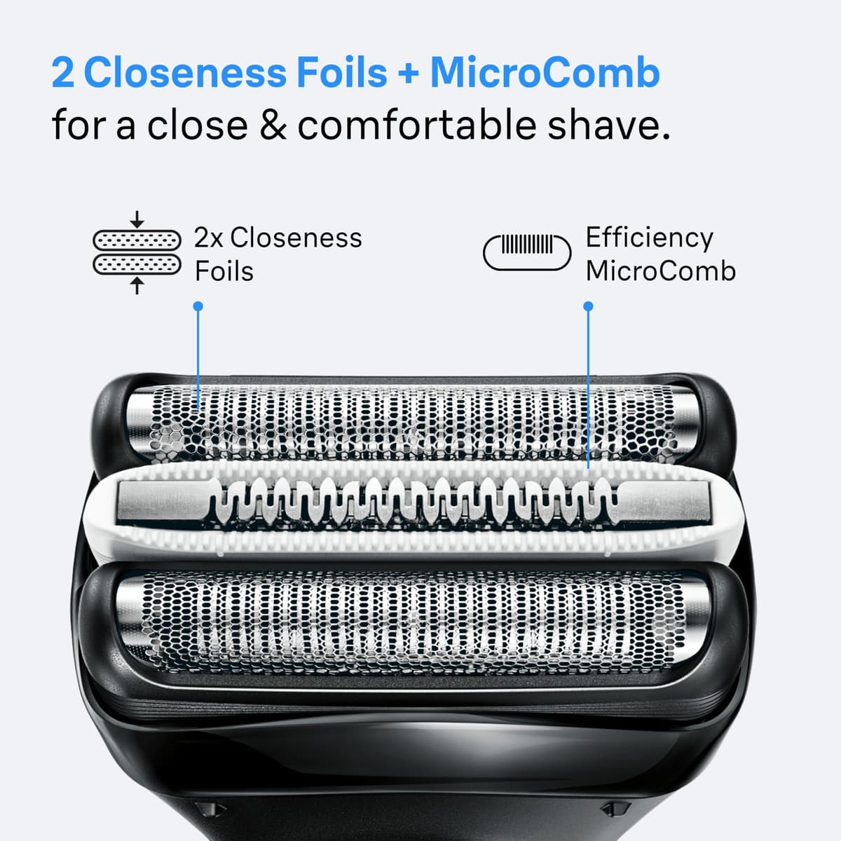 Braun Series 3+ Electric Shaver, 3 Flexible Blades, Wet & Dry Razor for Men with Beard Trimmer Attachment, +5 Combs, Efficiency MicroComb, Made in Germany, Includes Rechargeable Battery, 3010BT, Blue — view 3
