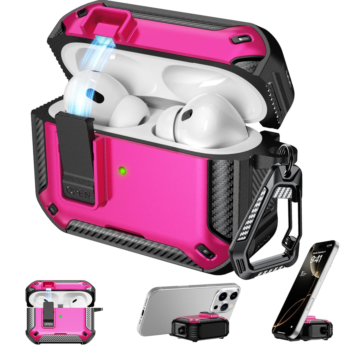 RFUNGUANGO Compatible con Airpods 4 Estuche (2024) con Kit de Limpieza, Clip de Bloqueo Seguro y Estuche de Protección a Prueba de Golpes para Airpods 4ta Generación Lanzamiento 2024,Cielo Estrellado — view 37
