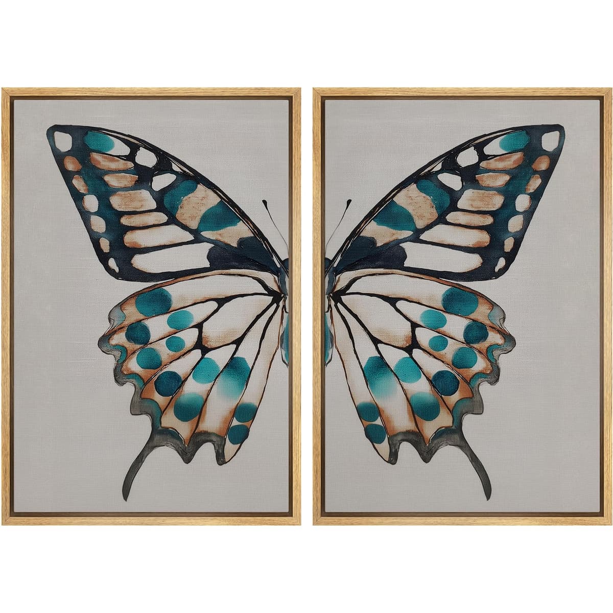 SIGNFORD Framed Canvas Print Wall Art Set Soft Hydrangea Pair Light Blue Florals with Green Leaves Illustration Modern Art Decorative Nordic Nature for Living Room, Bedroom, Office - 24"x36"x2 White — view 32