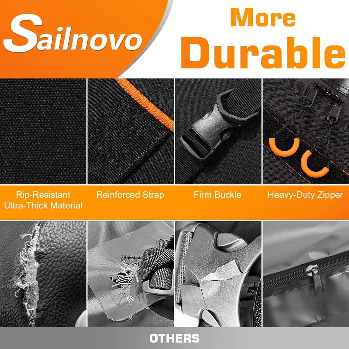 Sailnovo Cofre Techo Coche 595L - Bolsa Impermeable Plegable 1000D PVC con 8 Correas, 6 Ganchos para Puerta Y Alfombrilla Antideslizante, para Coche con/Sin Barras Portaequipajes, Viajes Y Transporte — view 4