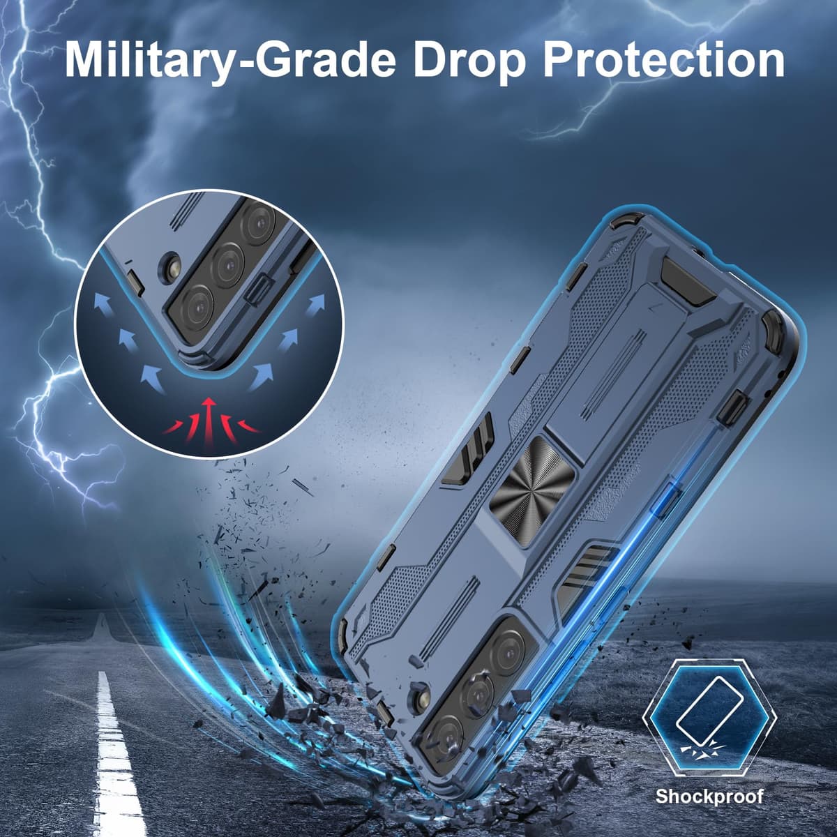 Funda para CMF Phone 2 Pro, Carcasa Antigolpes con Soporte anular metálico, Case Protectora de Grado Militar, Negro — view 87